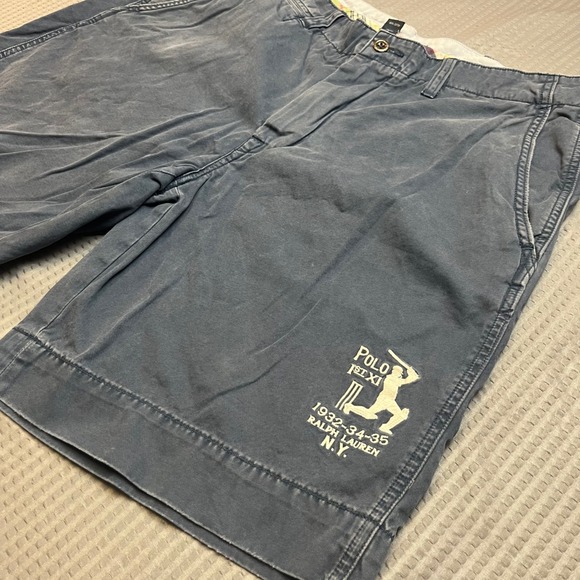 Polo Ralph Lauren Cricket Graphic Chino Shorts Mens Size 36 Navy Blue - Picture 9 of 11
